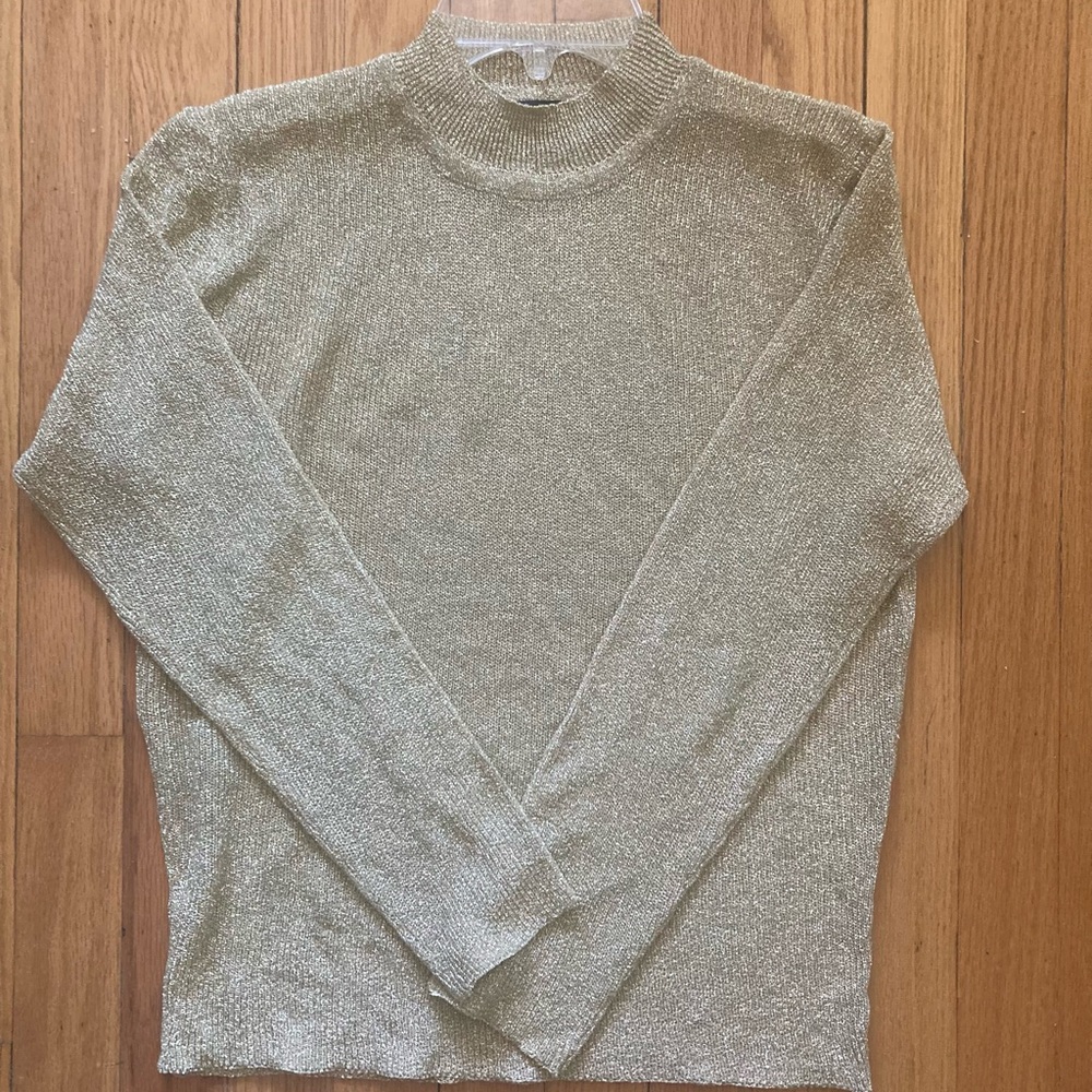 Sparkling Gold Mock Neck Sweater Top